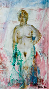 Evald Okas. Naine rohelise riidega